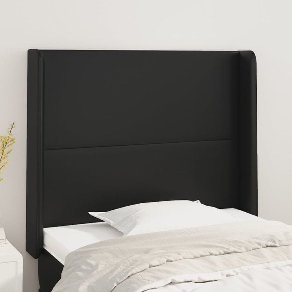 Vidaxl Čelo postele so záhybmi čierne 83x16x118/128 cm umelá koža